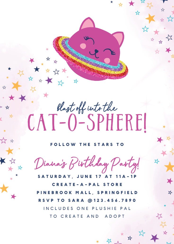 Star dreams space - invitación de fiesta