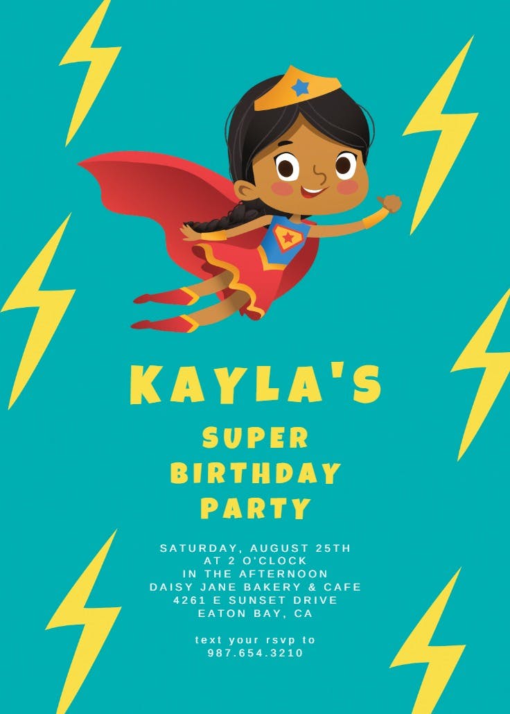 Super birthday girl - invitación de fiesta
