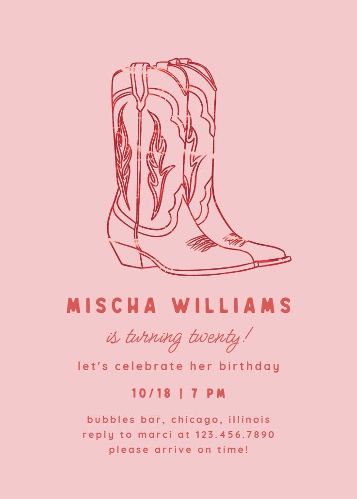 These boots - birthday invitation