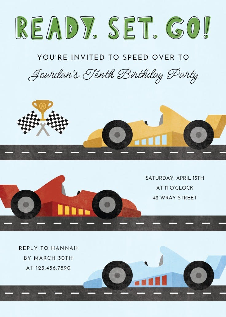 Track pack - invitación de fiesta