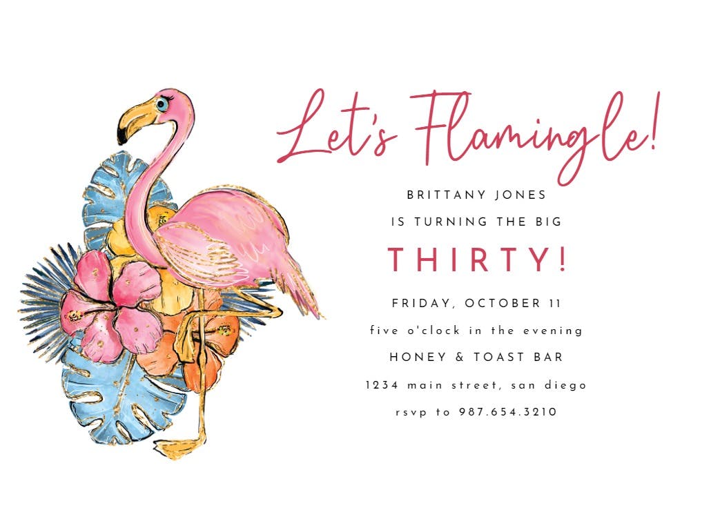 Tropical flamingo - invitación de fiesta