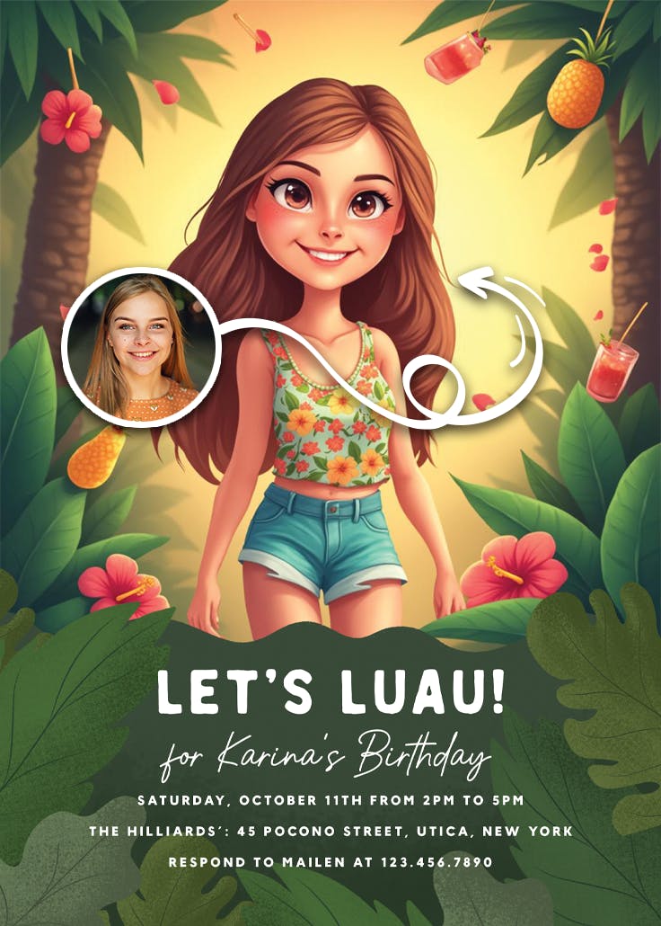 Tropical fun - invitación de cumpleaños