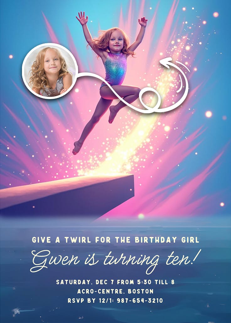 Tumble & twirl - birthday invitation
