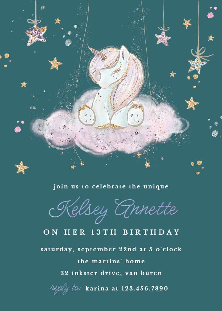 Uniquely unicorn - invitación de fiesta