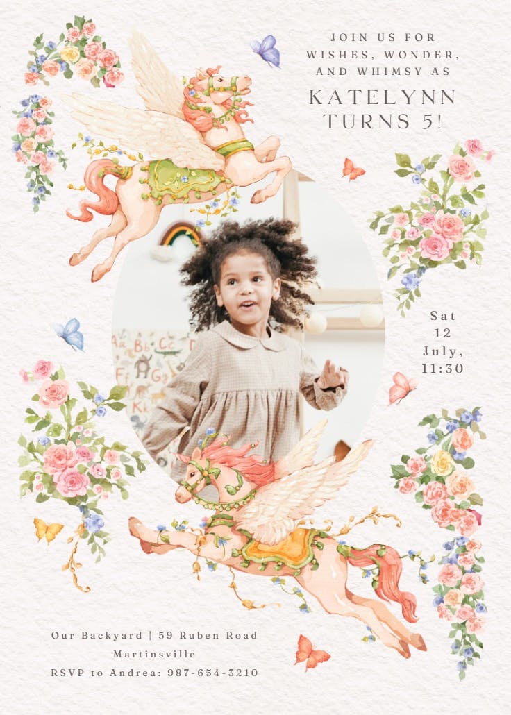 Vintage unicorn photo - invitación de fiesta