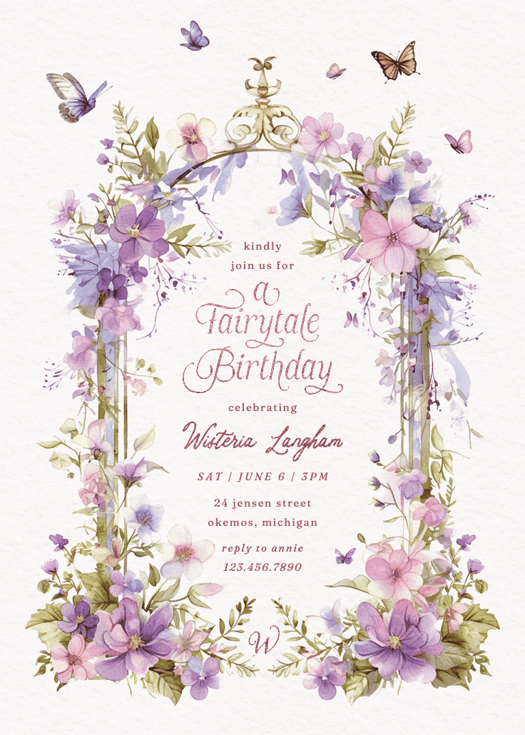 Whimsical wings - birthday invitation