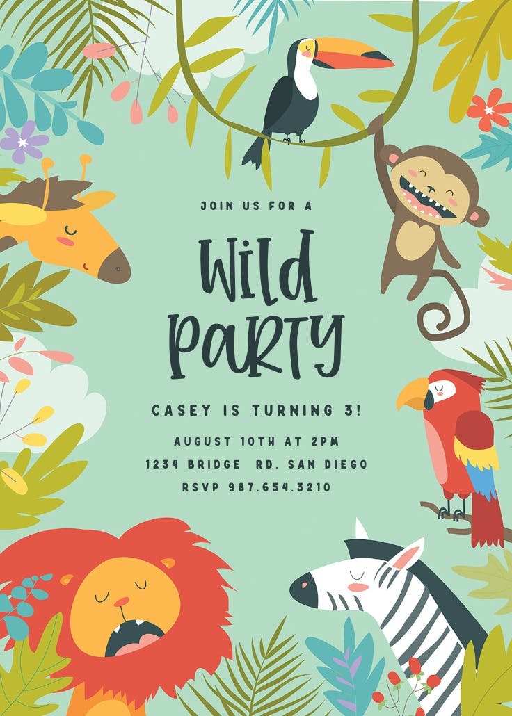 Wild animals - invitación de fiesta