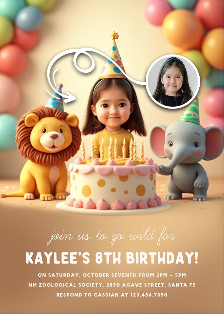 Wild birthday cake - invitación de cumpleaños