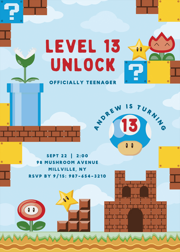 Let's-a go - invitación de cumpleaños