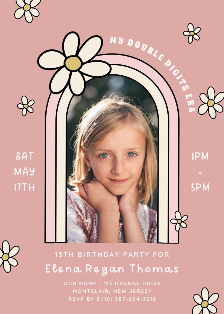 Retro pink - invitación de cumpleaños