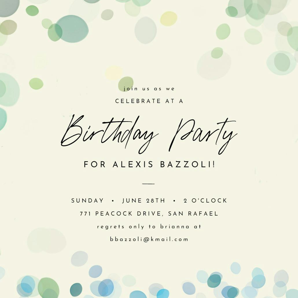 Filtered bubbles - birthday invitation