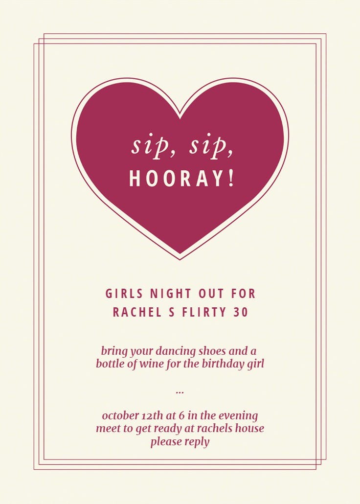 Sip sip hooray - birthday invitation