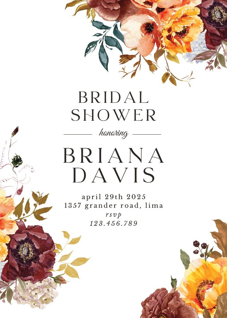 Autumn flowers - invitación de fiesta