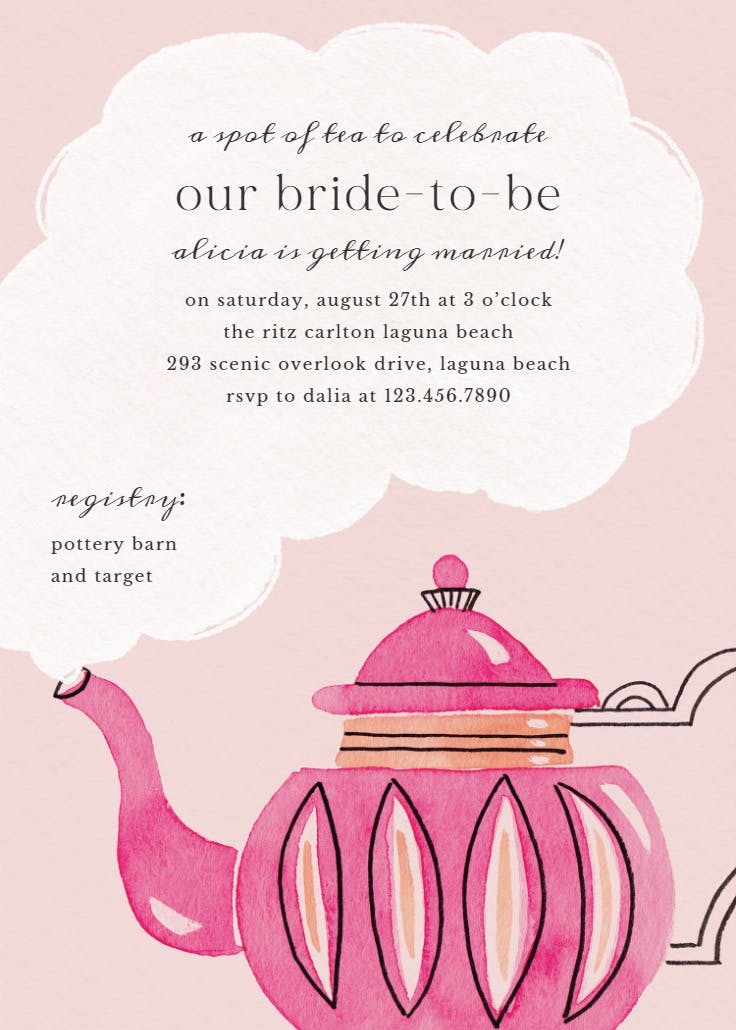 Colorful teapot - invitación de fiesta