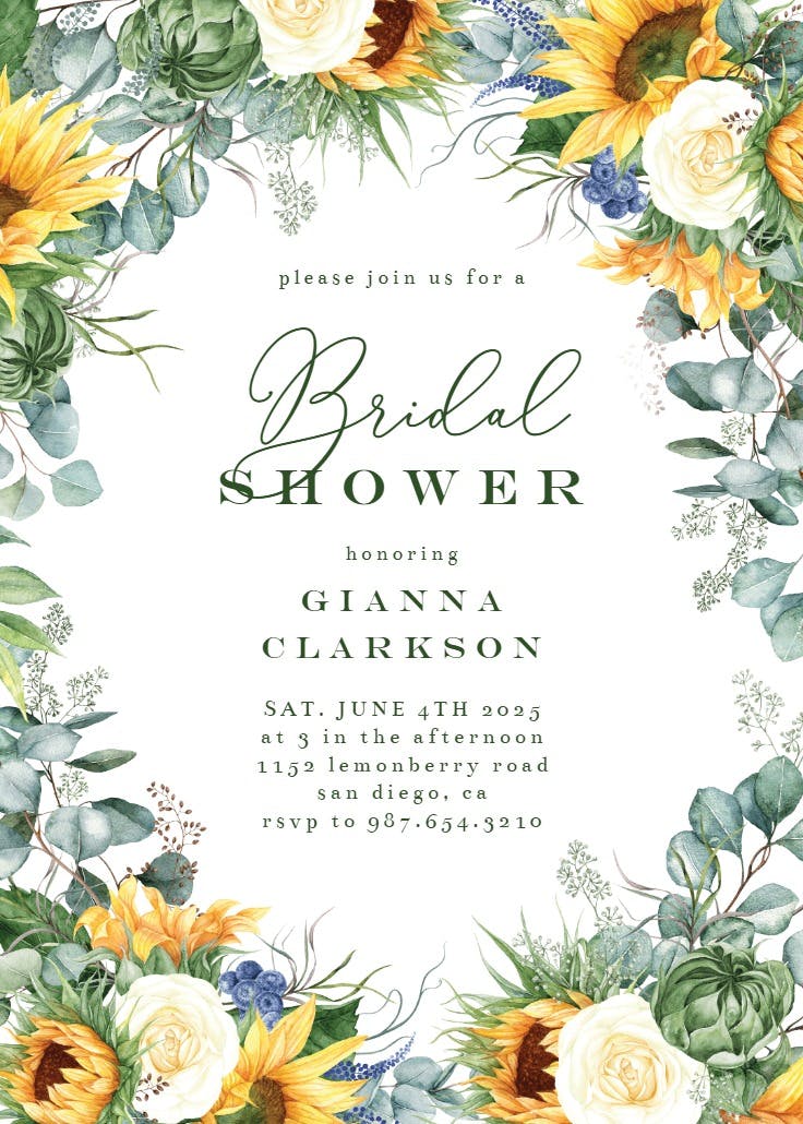 Sunflowers on navy blue wood - party invitation
