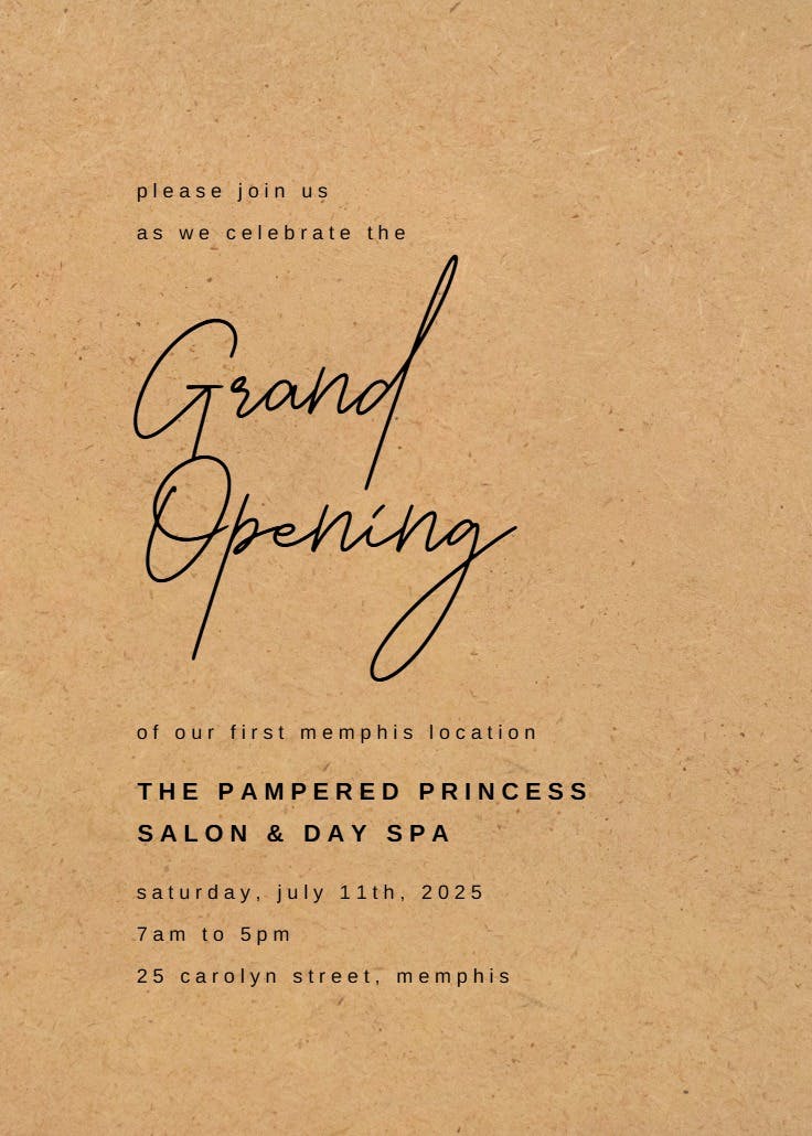 Calligraphy names - grand opening invitation