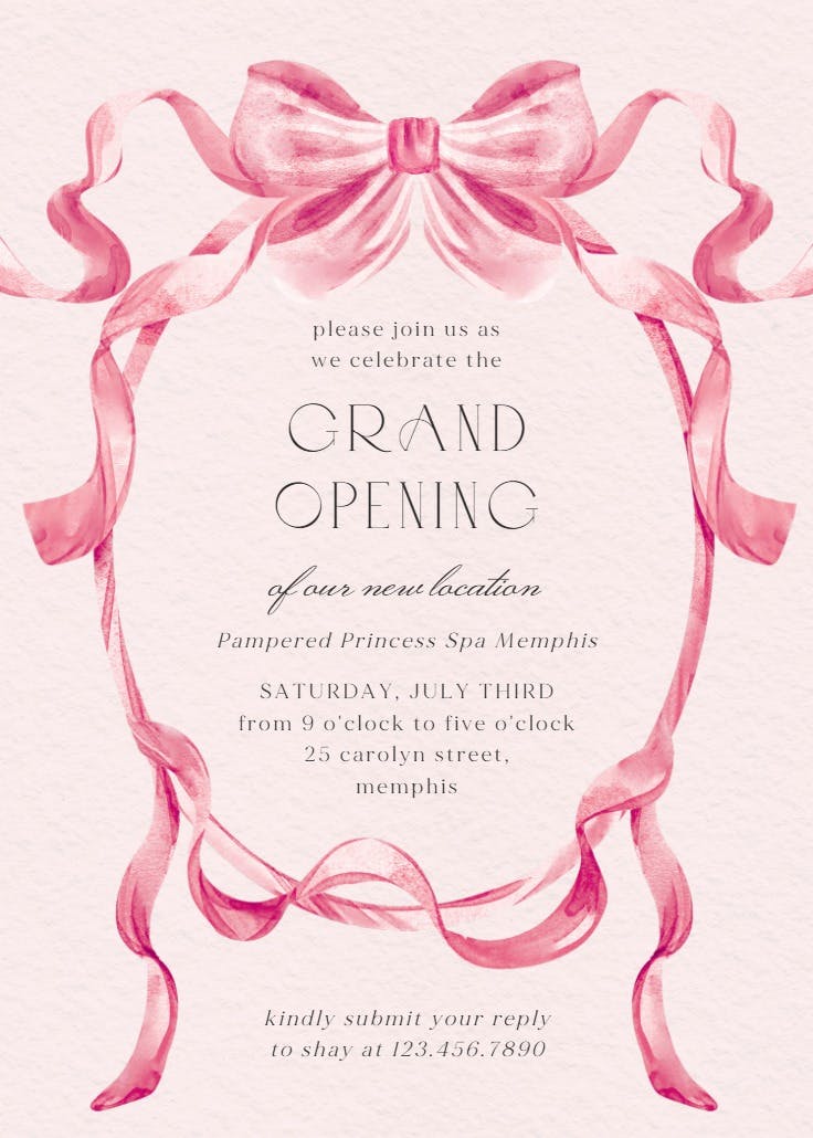 Classic ribbon - grand opening invitation