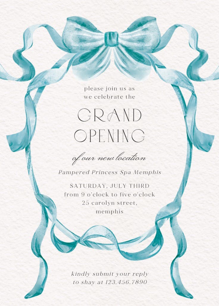 Classic ribbon - grand opening invitation