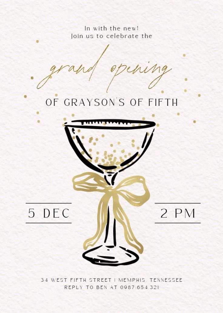 Cocktails call - grand opening invitation