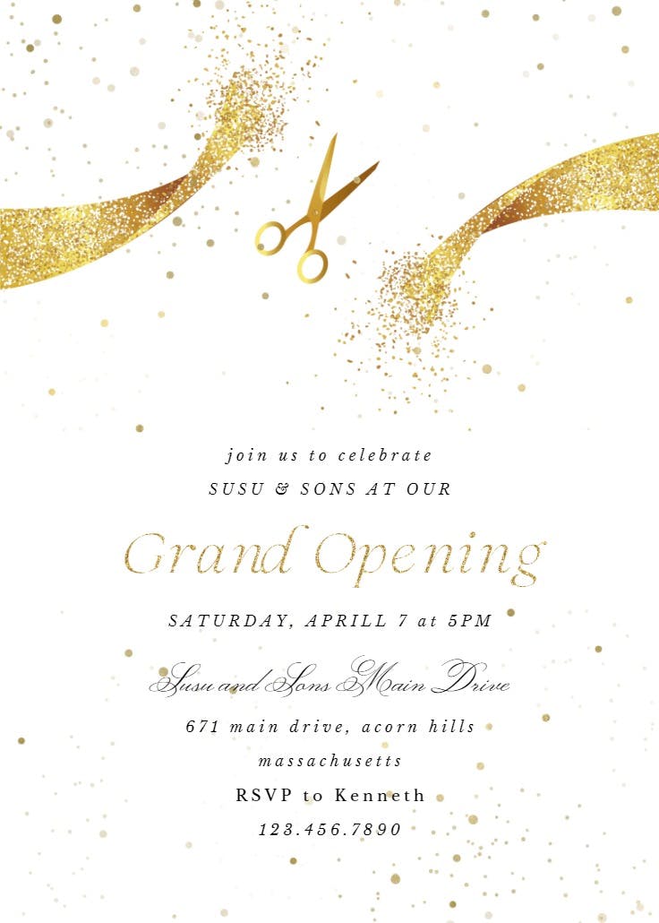 Ribbon cutting - grand opening invitation