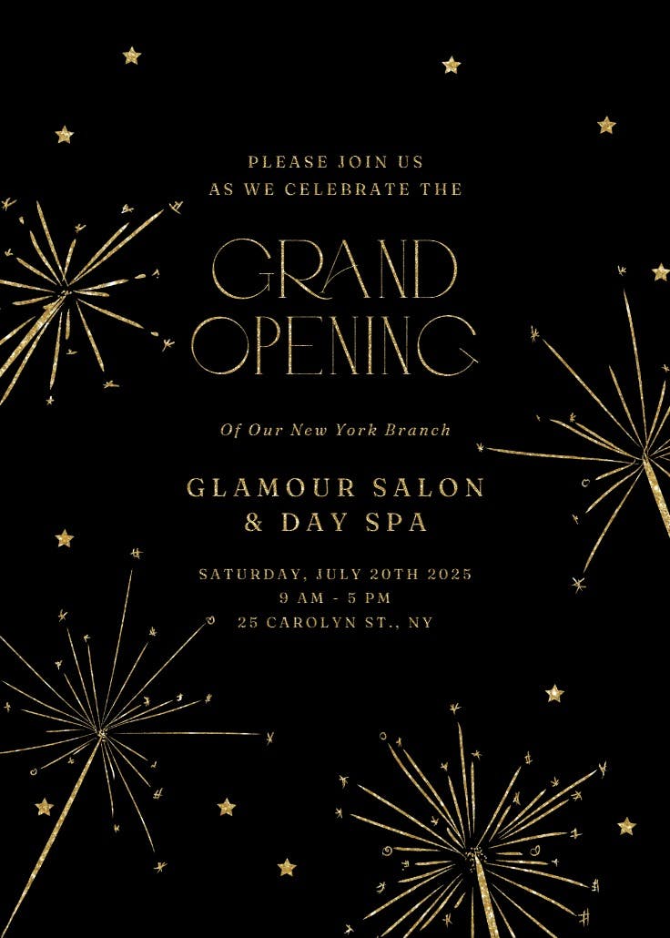 Sparkling night - grand opening invitation