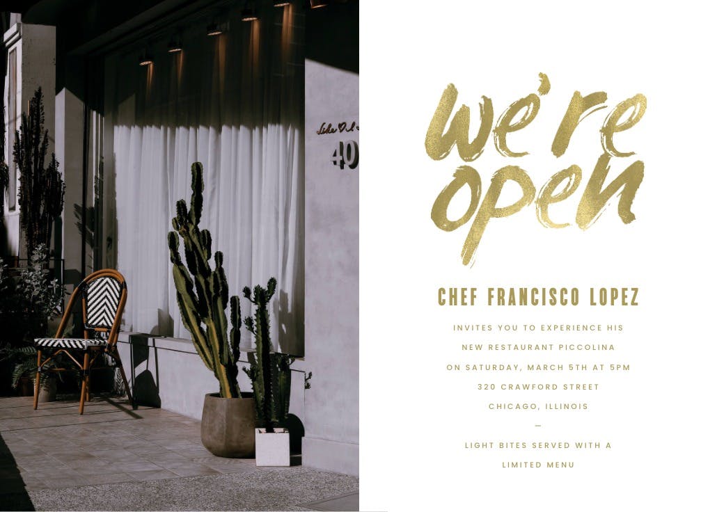 Were open - grand opening invitation