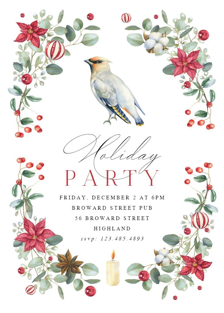 Christmas bird - invitación de fiesta