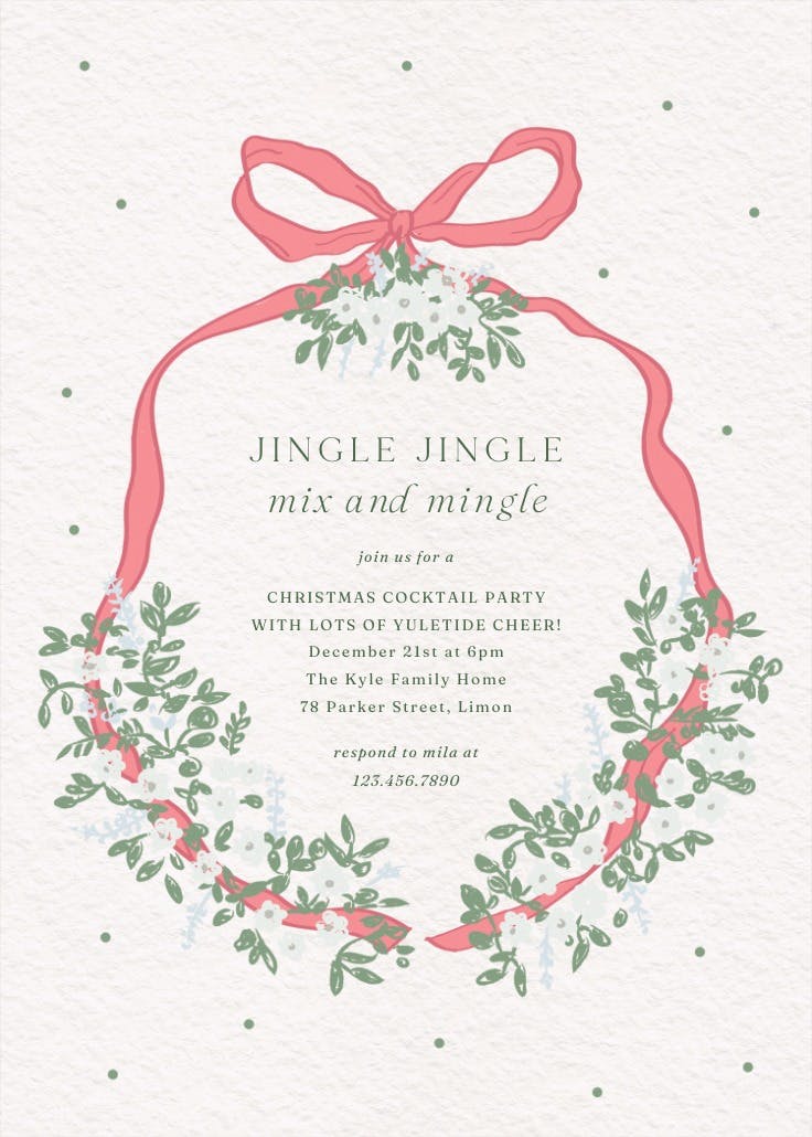 Holiday bow - invitación de navidad
