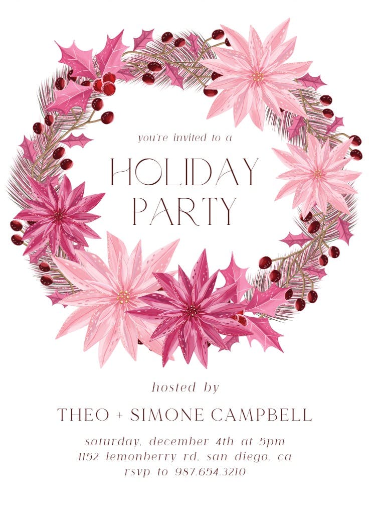 Pink christmas - invitación de fiesta