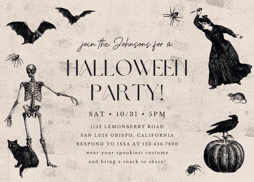 Vintage halloween - halloween party invitation