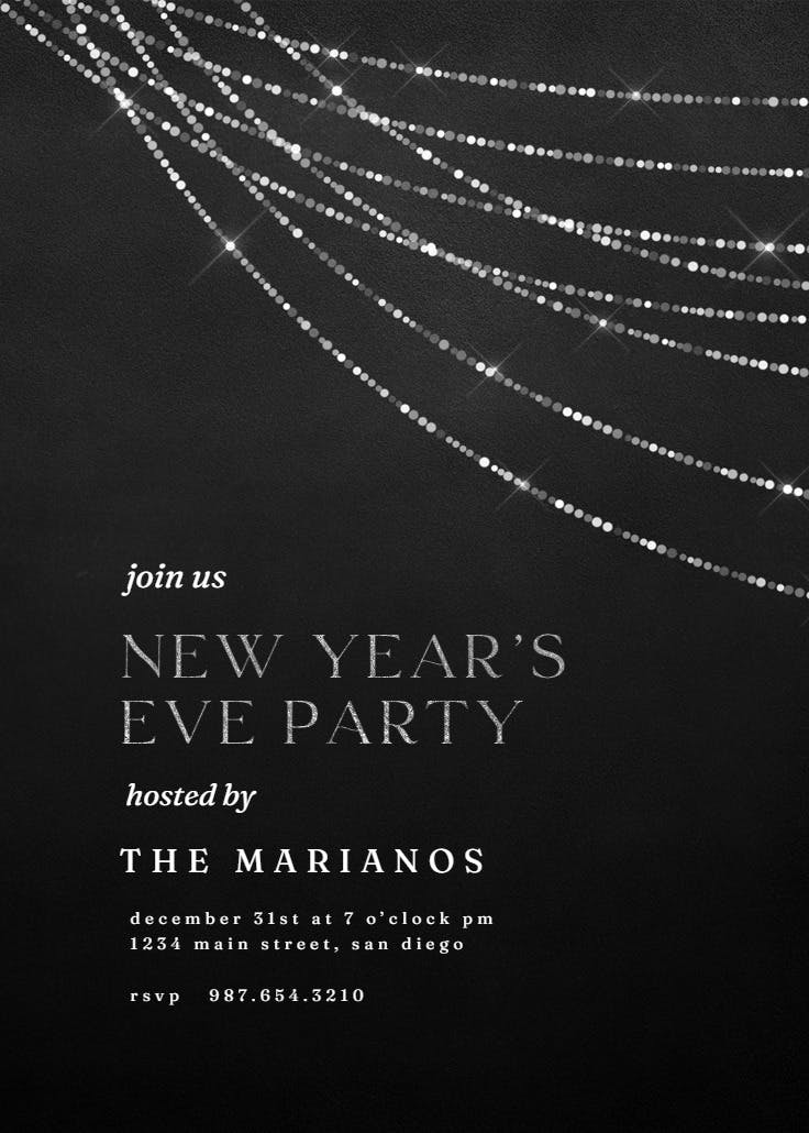 Fancy string lights - new year invitation
