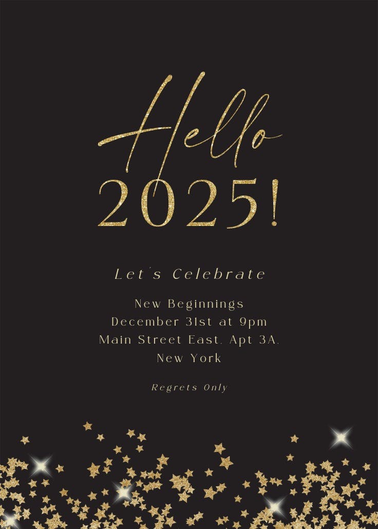 Gold star confetti frames - invitación de año nuevo