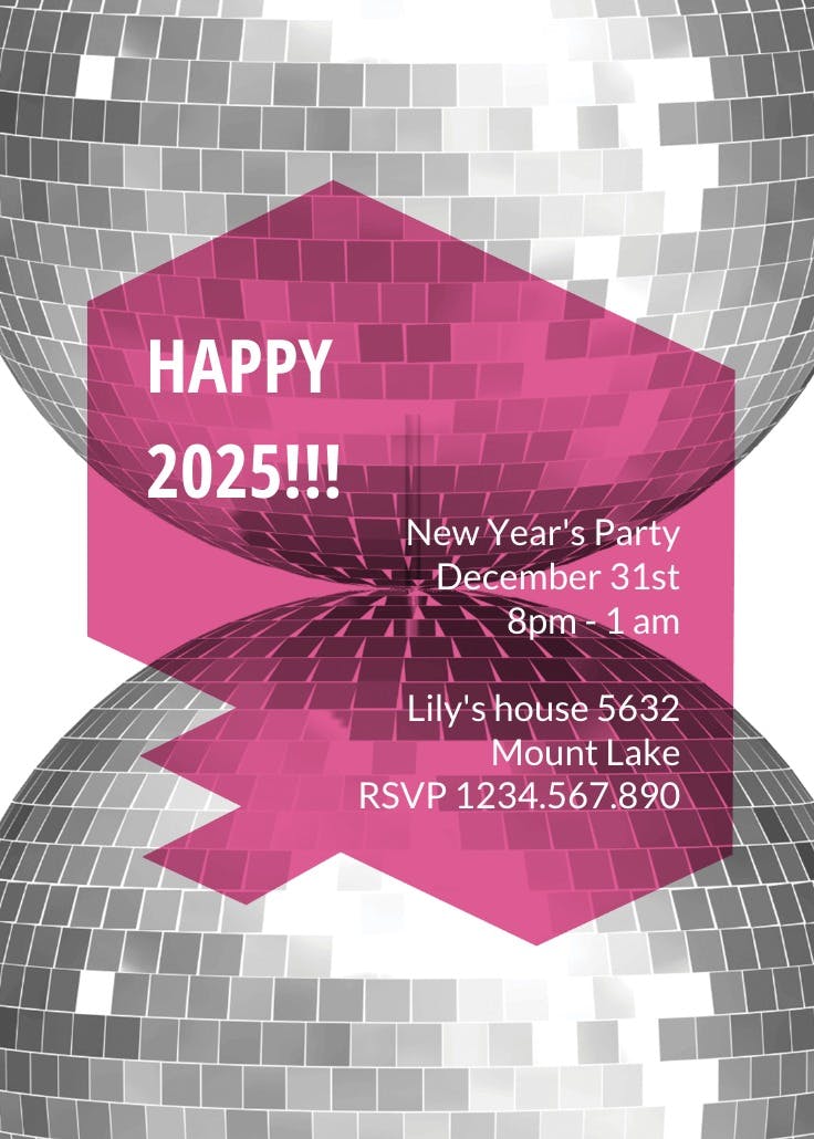Mirror ball modern - new year invitation