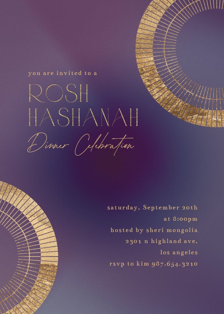 Golden dust - invitación para rosh hashanah