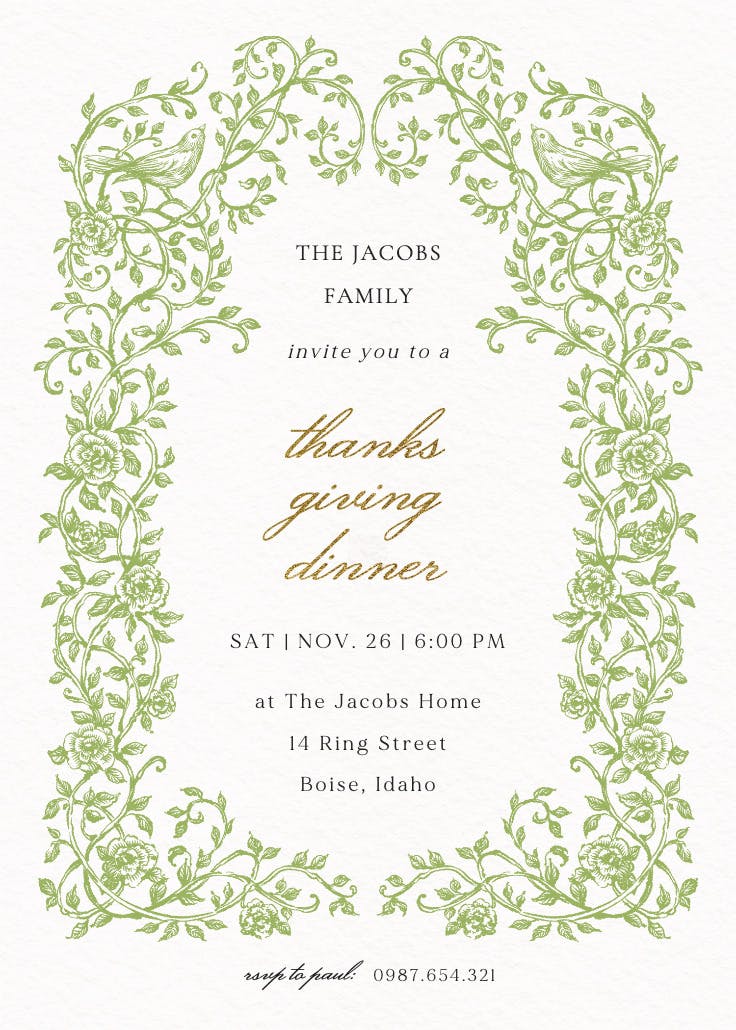 Climbing vines - invitación de acción de gracias