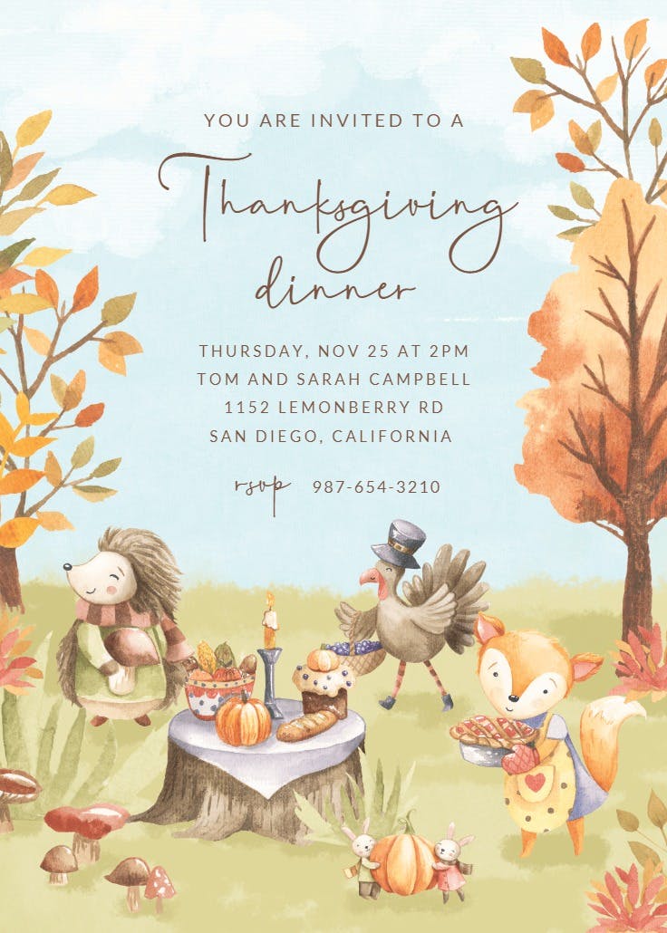 Forest in autumn - invitación de acción de gracias