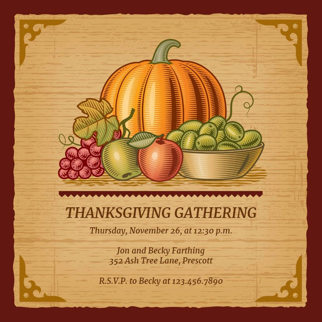 Gathered harvest - invitación de acción de gracias