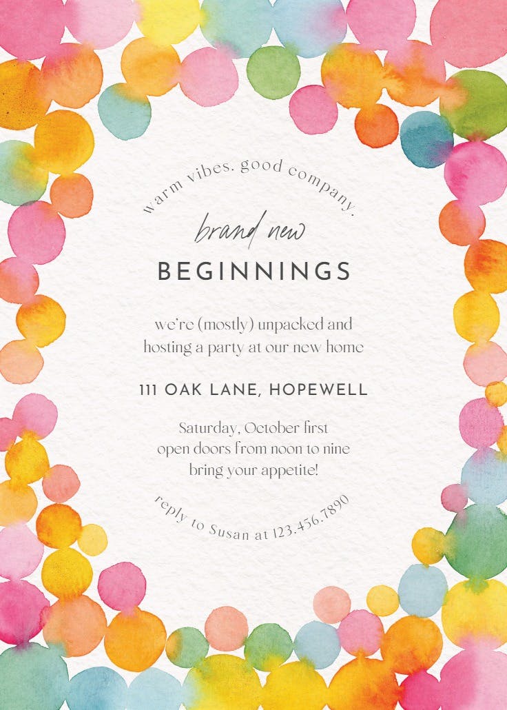 Bubbly beginnings - house party invitation