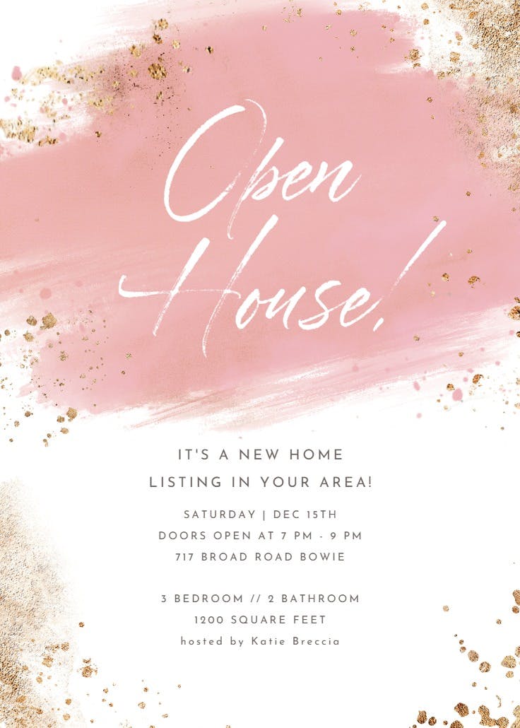Cream and indigo watercolor - open house invitation