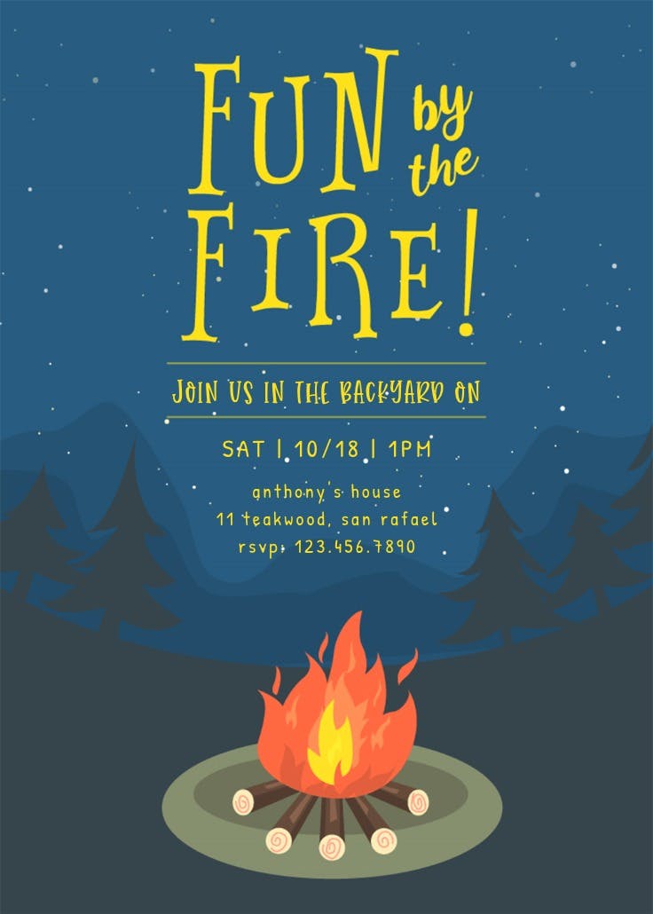 Bonfire bug - invitación para fiesta