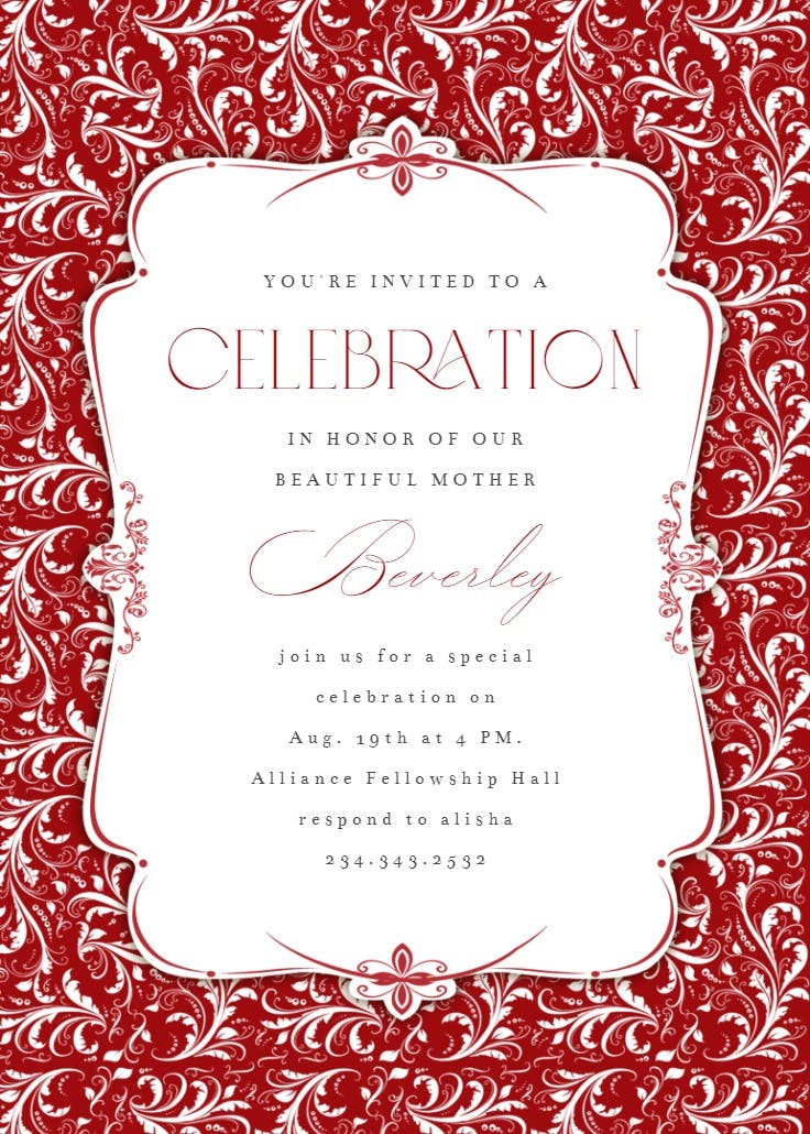 Gold ornaments - printable party invitation