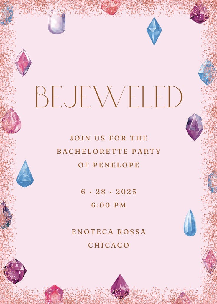 Bejeweled -  invitación para despedida de soltera