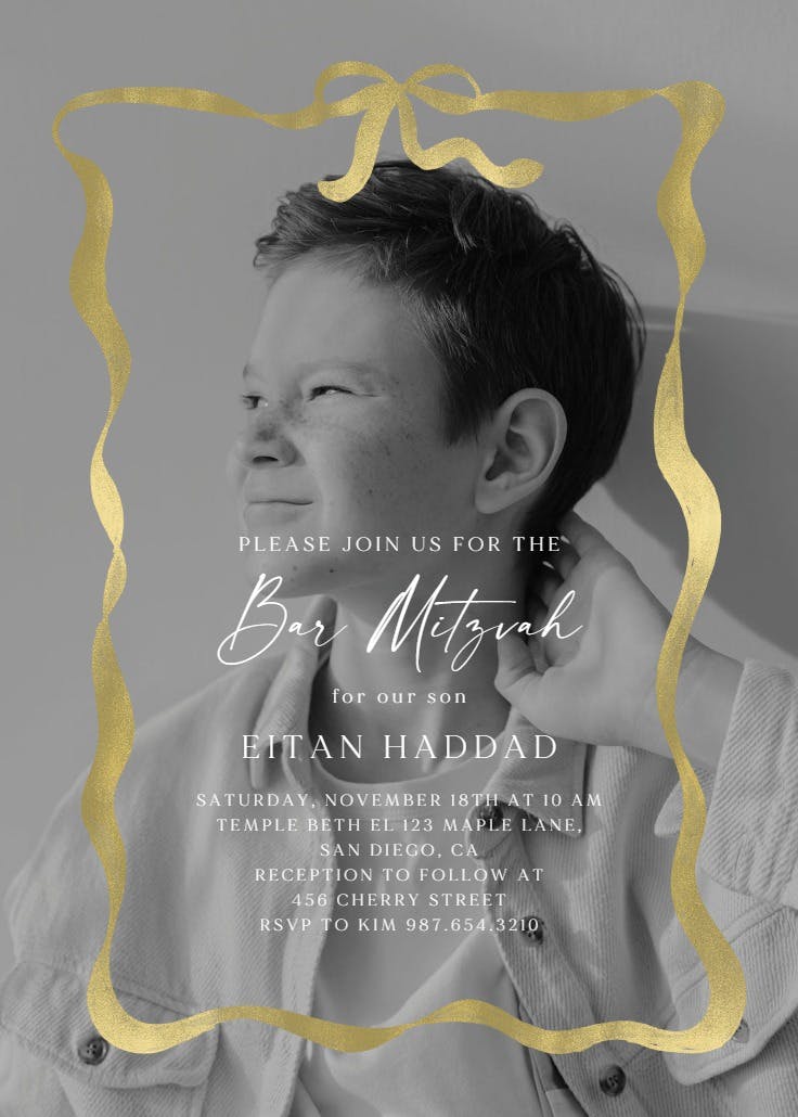 Delicate ribbon - invitación de bar & bat mitzvah