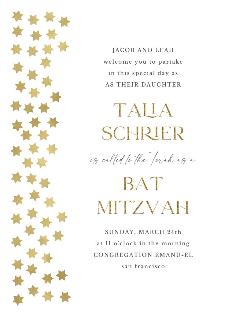 Sea of stars - invitación de bar & bat mitzvah