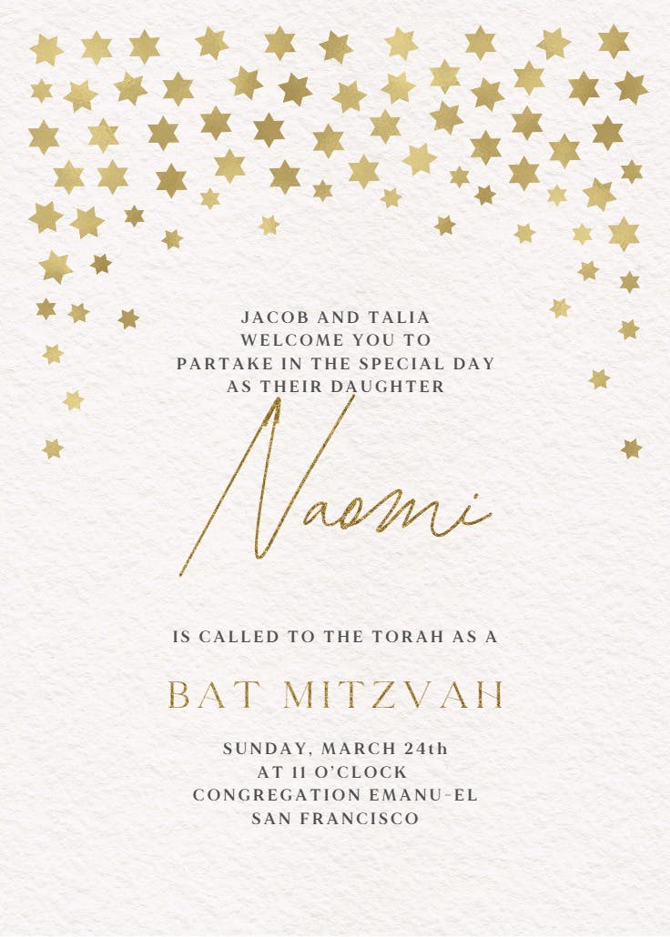 Sky full of stars - invitación de bar & bat mitzvah
