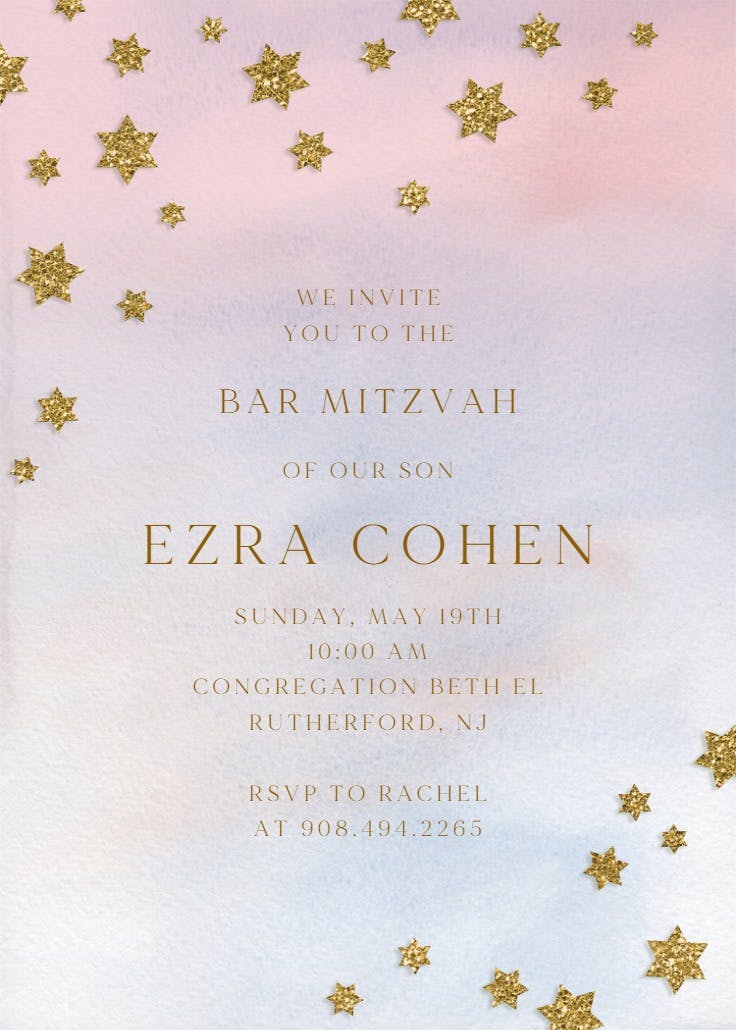 Stars of faith - invitación de bar & bat mitzvah