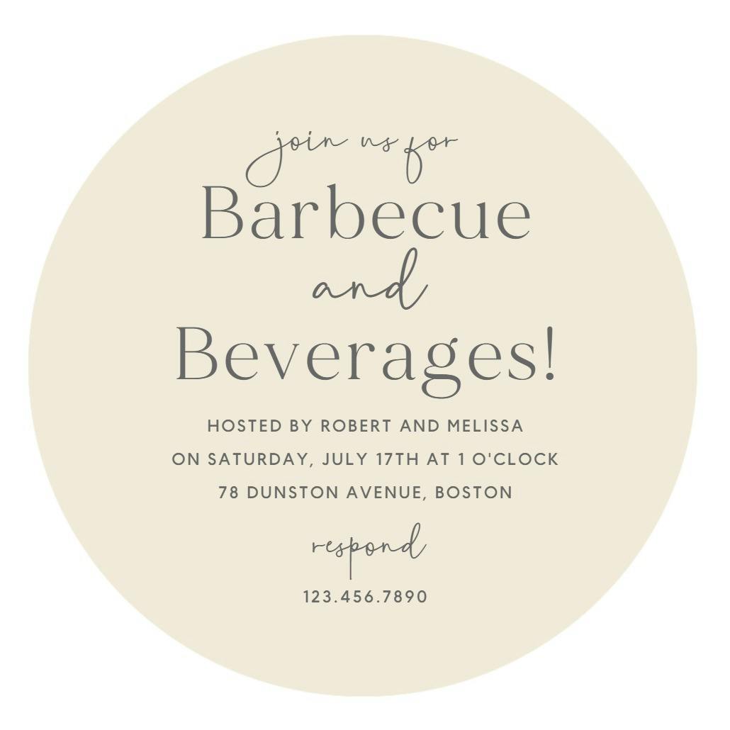 Linen circle bbq - bbq party invitation