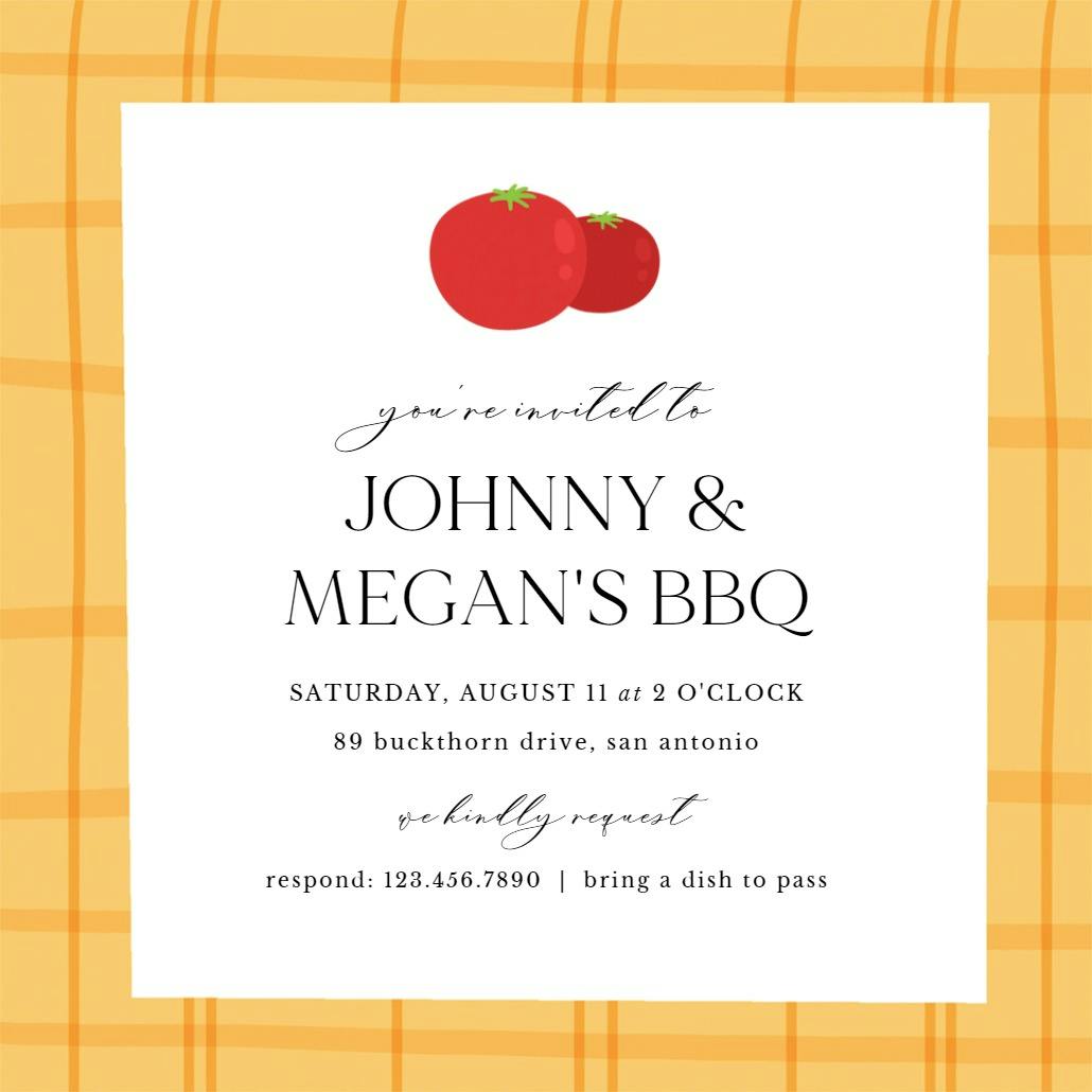Retro plaid frame - invitación para barbacoa