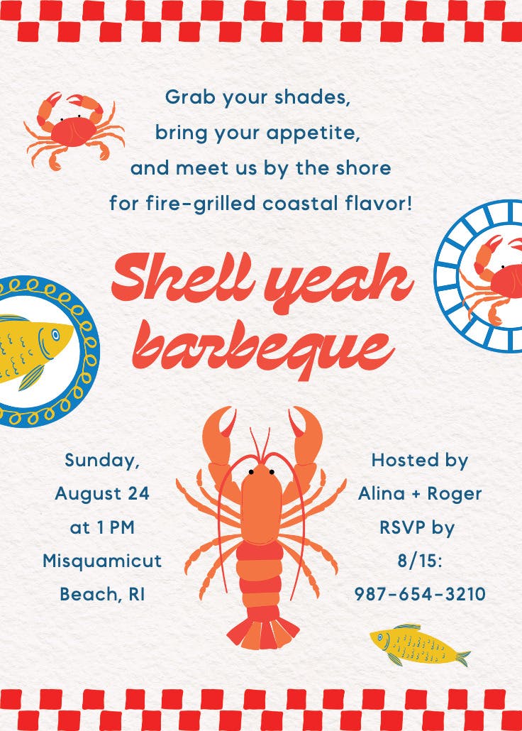 Seas the flavor - bbq party invitation