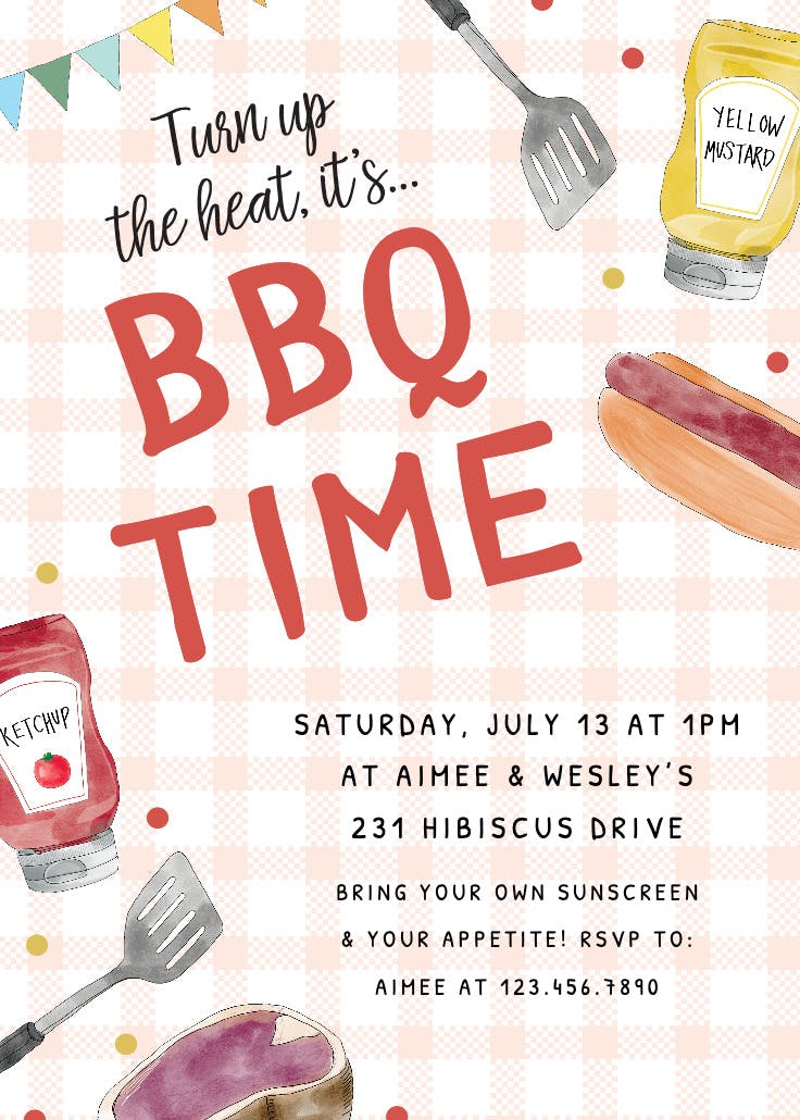 Turn up the heat - bbq party invitation